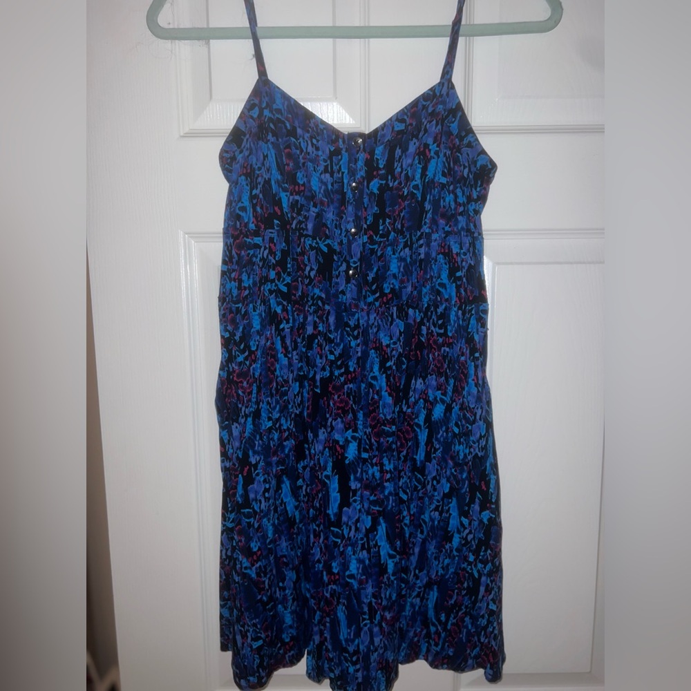 Express Blue & Purple Mini Dress With Pockets